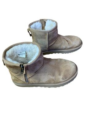 UGG Classic Mini Side Zip Boots - Chestnut Suede - Women's 8